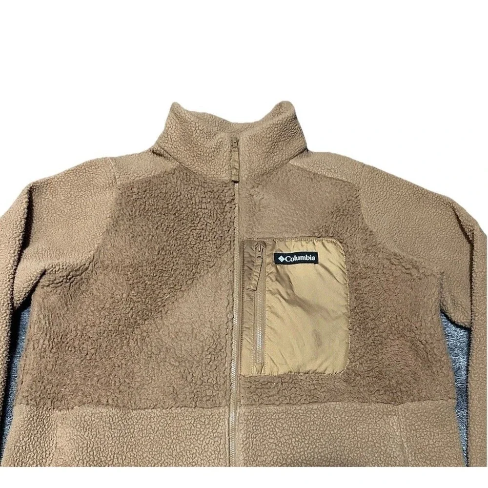 Columbia Fleece Lodge Jacket Women’s Large Brown Full Zip Sweater